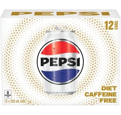 Diet pepsi boissons gazeuses au cola sans caféine - caffeine free cola soft drinks (12 pièces, 355 ml)