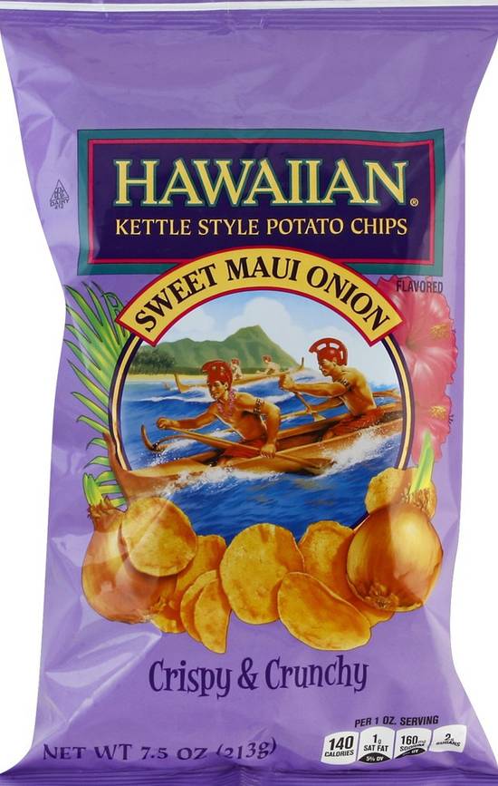 Hawaiian Potato Chips Sweet Maui Onion Flavored Kettle Style (7.5 oz)