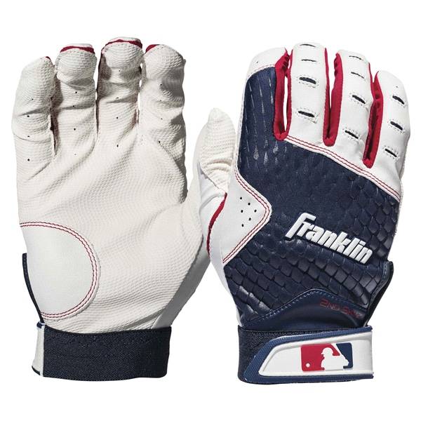 MLB 2nd Skinz Batting Glove, White/Navy, Adult X-Large