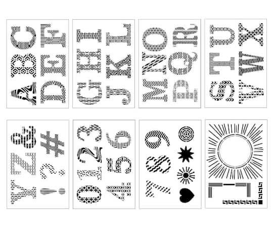 Jonathan Adler Mod Pattern Serif Alphabet Stencils, 7x10 in (8 ct)