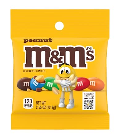 M&M'S Peanut Milk Chocolate Candy, 2.55 oz Bag