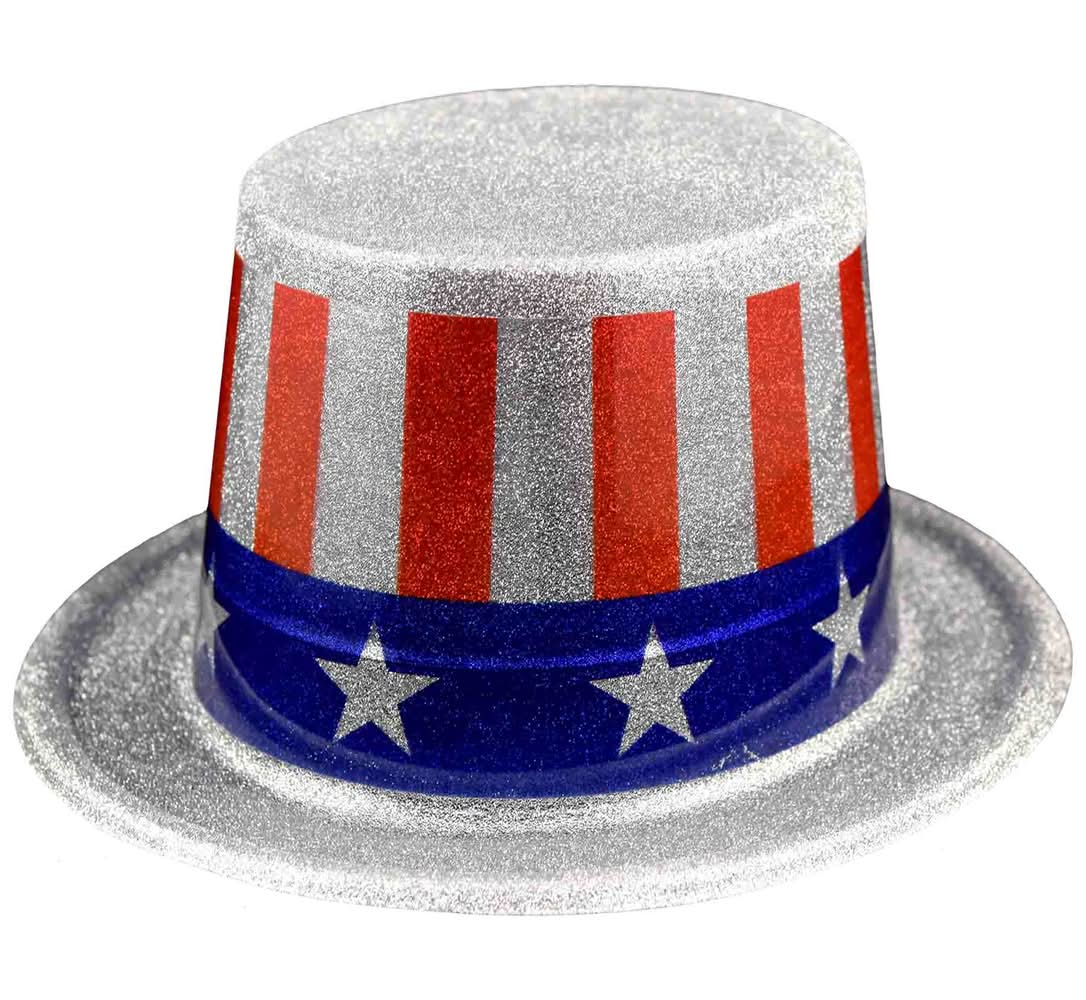 America Silver Glitter Patriotic Costume Hat
