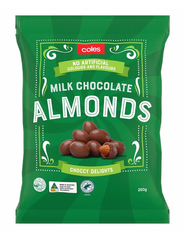 Coles Coated Almonds, Milk Chocolate (250g)