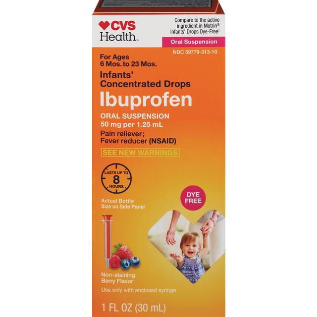 CVS Infants' Ibuprofen 50mg/1.25ml Conc Drops 8-Hr DF Berry