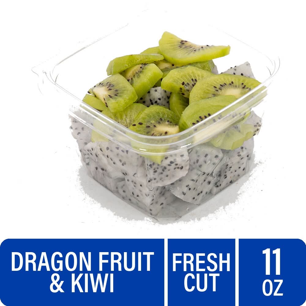 Fresh Cut Dragon Fruit and Kiwi Fruit Mix