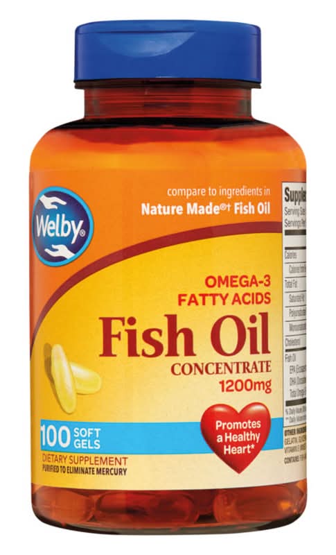 Welby Omega-3 Fatty Acids Fish Oil Concentrate 1200 mg (100 ct)