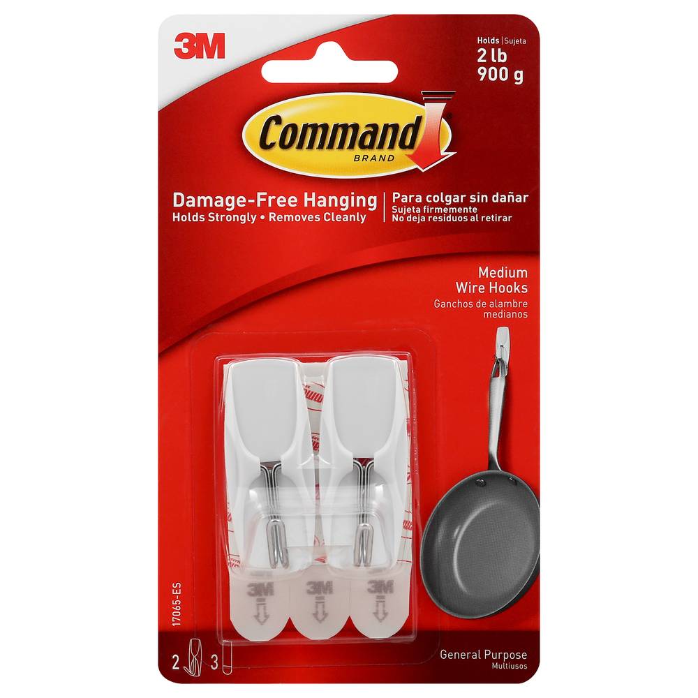 Command Damage-Free Hanging Medium Wire Hooks (2 pack)