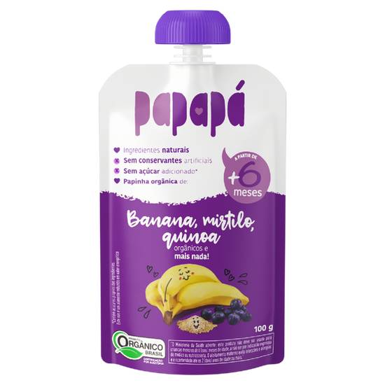 Papapá papinha orgânica banana, mirtilo, quinoa (100 g)