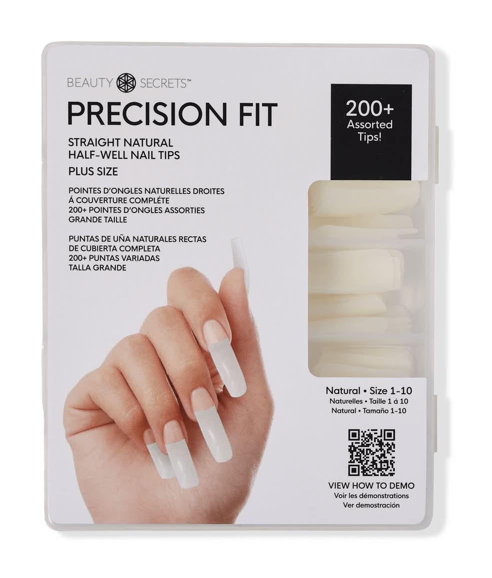 Beauty Secrets Precision Fit Straight Natural Half-Well Nail Tips