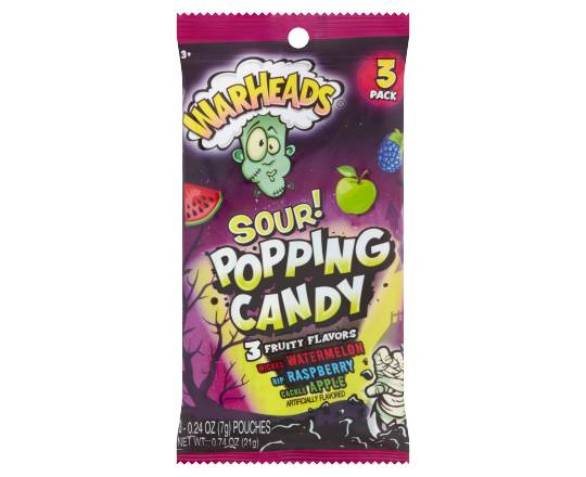 Warheads Sour Halloween Popping Candy (3x 0.24oz pouches)