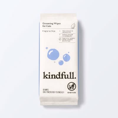 Kindfull Fragrance Free Cat Grooming Wipes (60 ct)