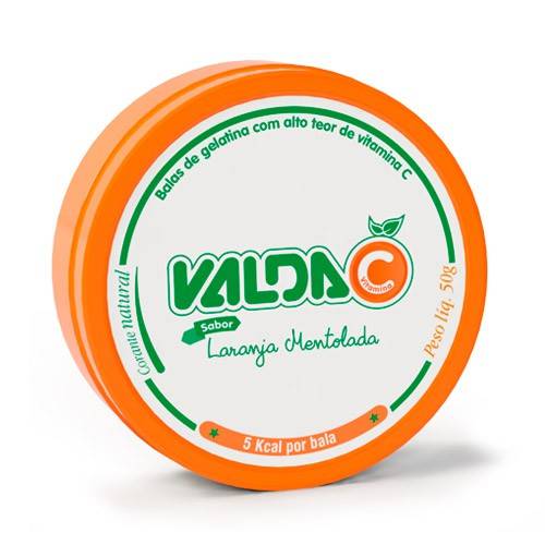 Valda bala de gelatina vitamina c sabor laranja mentolada (50g)