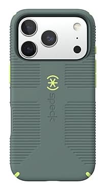 Speck Products Apple Candyshell Grip MagSafe Certified Phone Case for iPhone 17 Pro, Neo Drab/Glow Green (150997-3269)