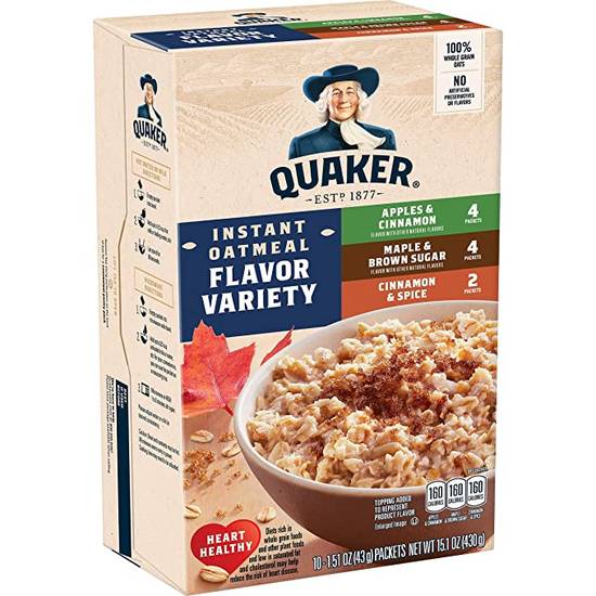 Quaker Instant Oatmeal Flavor Variety Pack 10PK 15.1oz Box