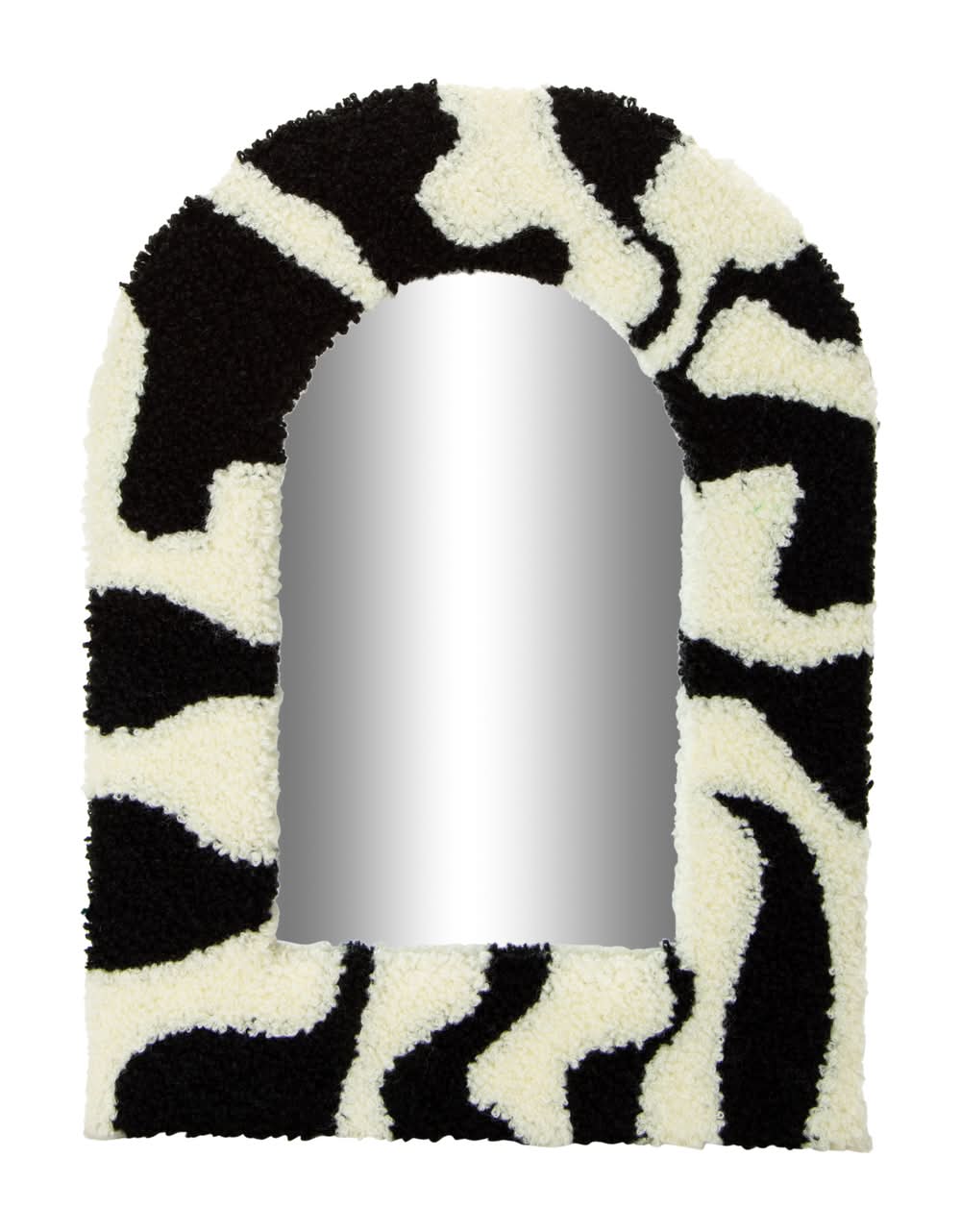 Tufted Mirror 11.8in x 8.66in Black & White Arch