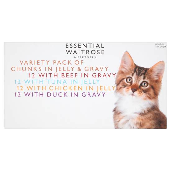 Essential Waitrose Variety pack Of Chunks in Jelly & Gravy Cat Food (48 ct)