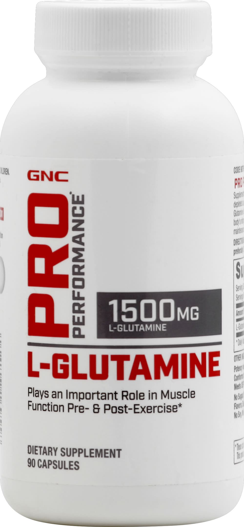 GNC Pro Performance L-Glutamine 1500 mg Capsules (4 oz, 90 ct)