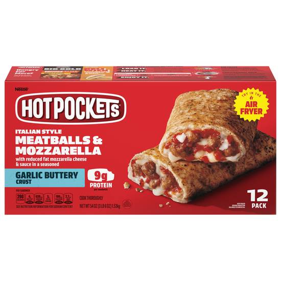Hot Pockets Meatballs and Mozrella Sandwiches With Garlic Buttery Crust (12 ct)
