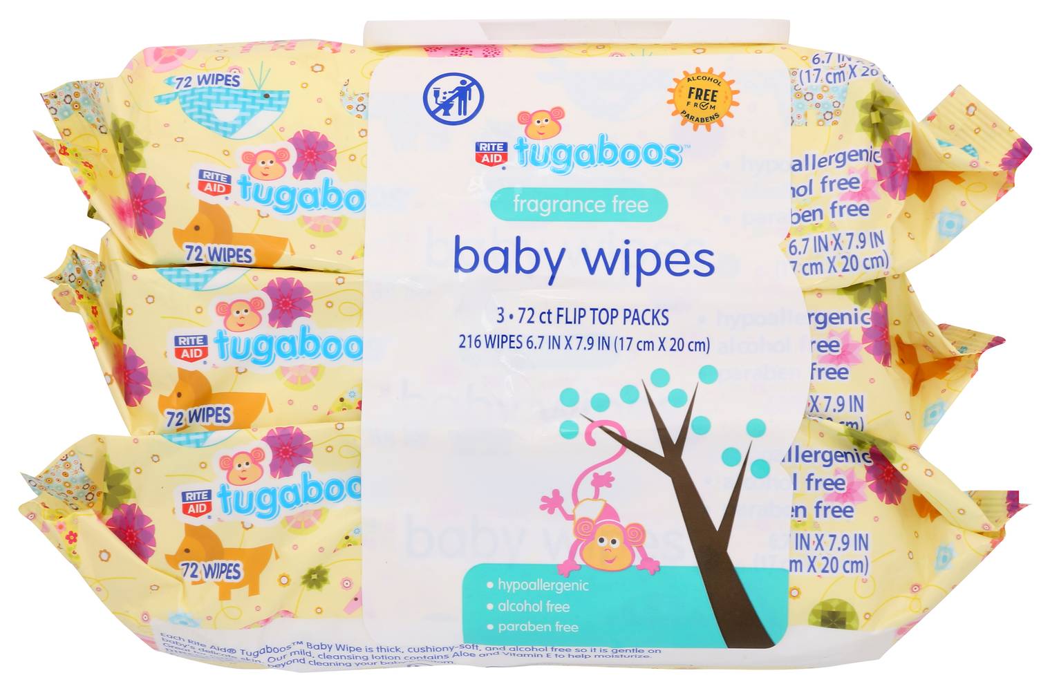Tugaboos Baby Wipes Fragance Free (216 ct)