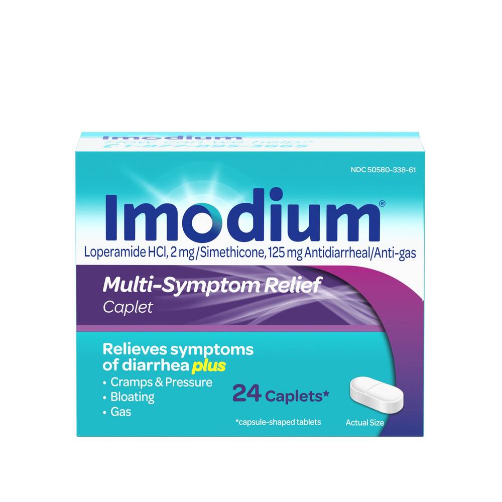 Imodium, Multi-Symptom Relief Anti-Diarrheal Caplets, 24 Ct