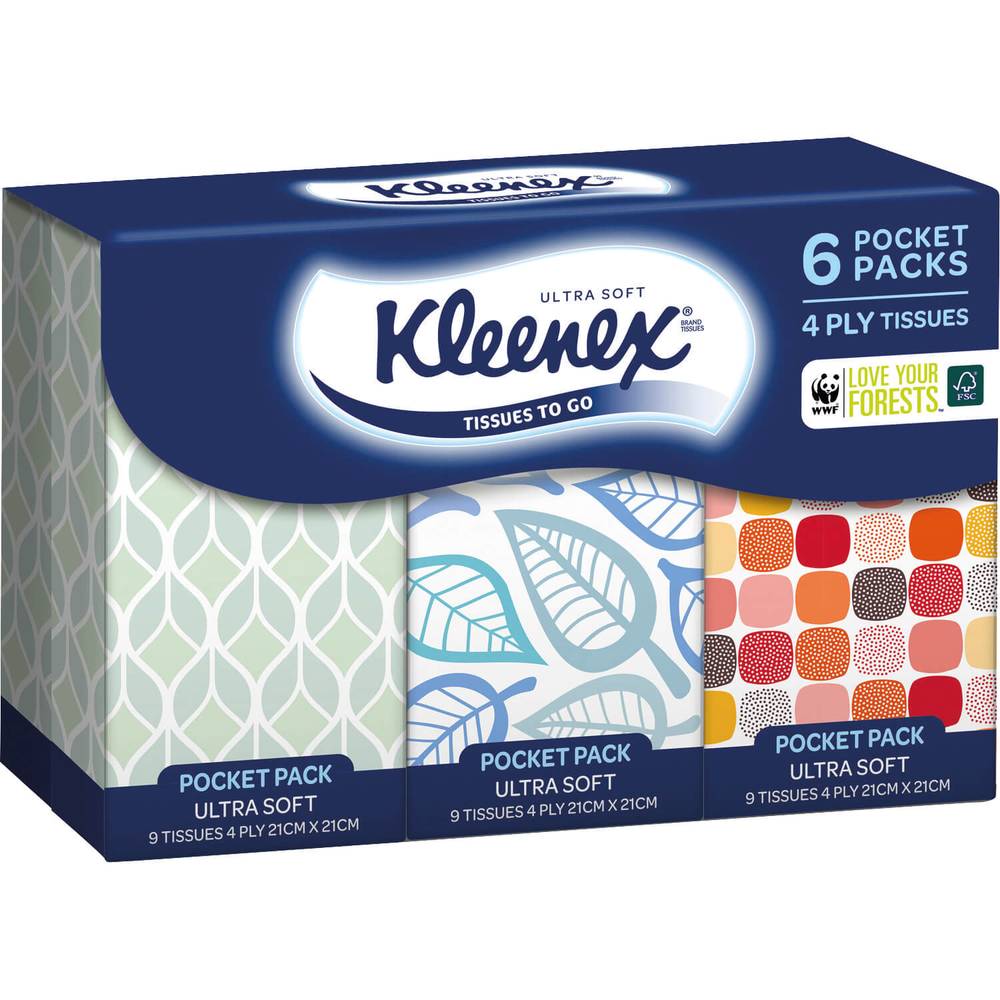 Kleenex Ultra Soft Tissues Pocket Pack 6pk
