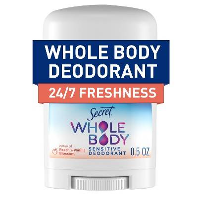 Secret Whole Body Aluminum Free Deodorant - Peach & Vanilla - Trial Size - 0.5oz