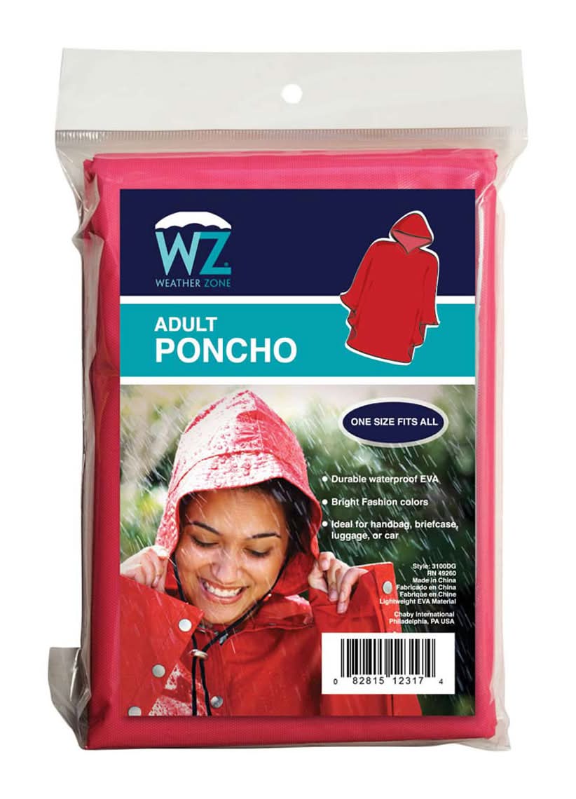 Weather Zone Adult Rain Poncho One Size