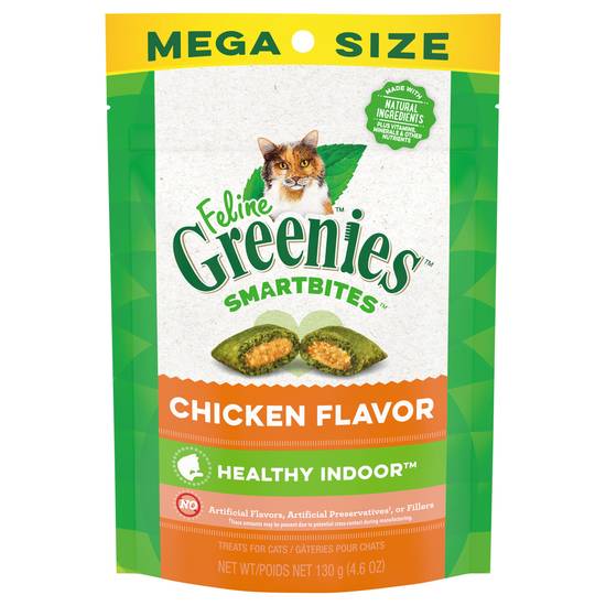Greenies Feline Chicken Flavor Healthy Indoor Mega Size Treats For Cats