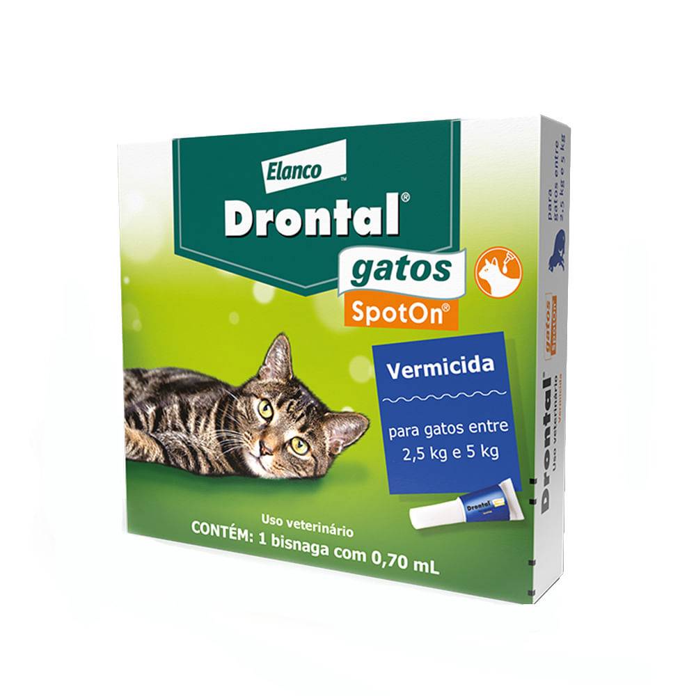 Vermífugo para gatos spot on drontal 2,5kg a 5kg