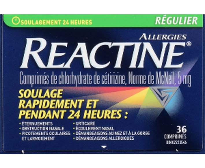Reactine Regular Strength Allergy Cetirizine Hydrochloride Tablets 5 mg (36 ct)
