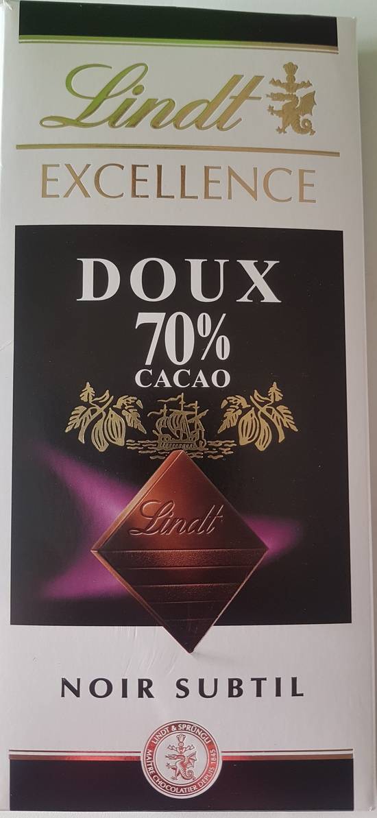 Lindt - Excellence chocolat noir doux 70% cacao (100g)