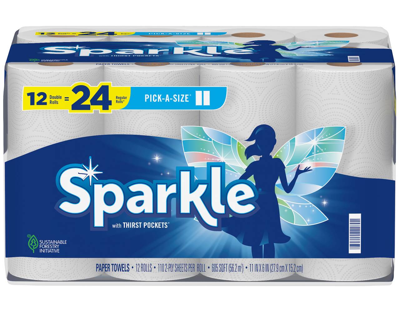 Sparkle Paper Towels, 11 in * 6 in, White (12 ct)