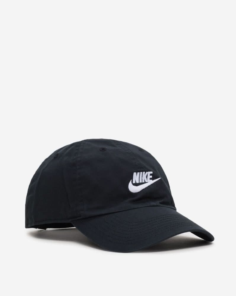 Nike Club Unstructured Futura Wash Strap Back Hat, M-L, Black