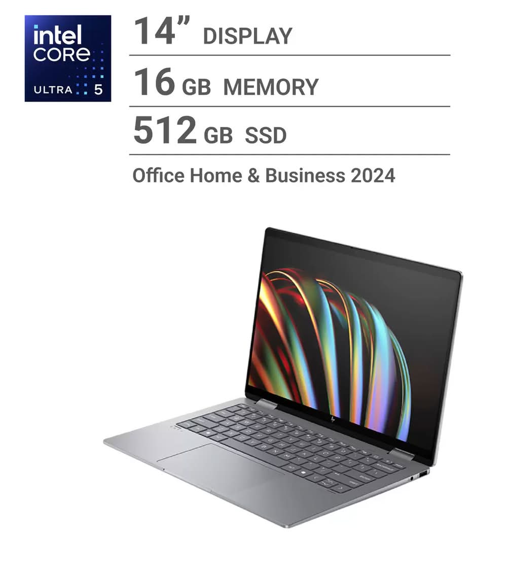 HP ノートPC/ENVY X360 14/14.0インチ/intel Core Ultra 5 125U/メモリ 16GB/SSD 512GB/メテオシルバー/9W678PA-AAFP
