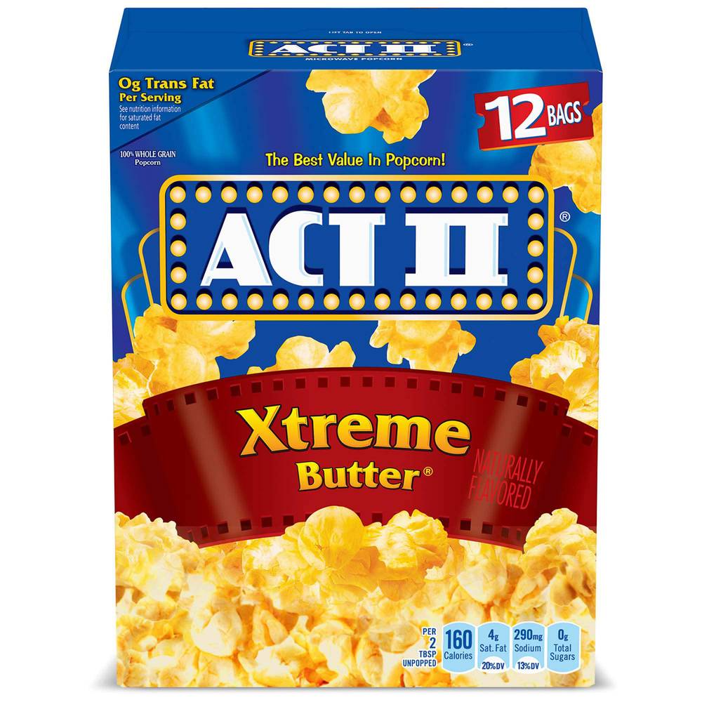 Act II Microwave Popcorn, Xtreme Butter (2.06 lbs, 12 ct)