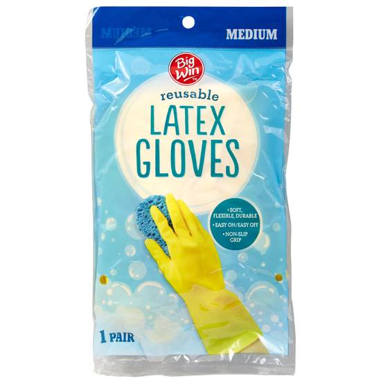 Big Win Reusable Latex Gloves Medium (1 ct)