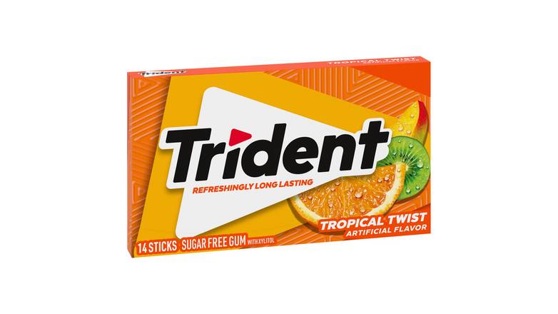 Trident Tropical Twist Sugar Free Gum, 14 Pieces