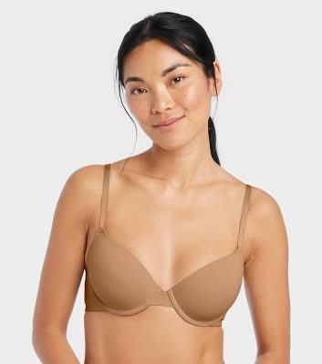 Women's Everyday Lightly Lined Demi T-Shirt Bra - Auden™ Caramel 38C: Underwire, Adjustable Straps, Hand Wash