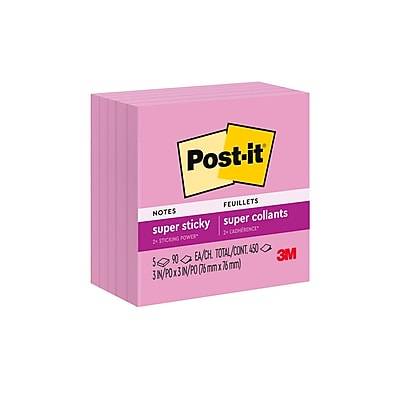 Post-It Super Sticky Notes 3" X 3", Neon Pink Pads