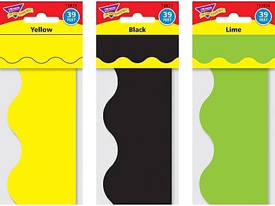 TREND enterprises Terrific Trimmers Borders, 39" x 2.25", Yellow-Black-Lime (12 ct)