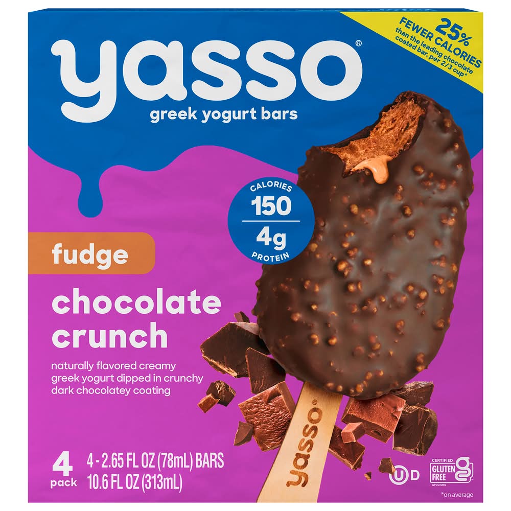 Yasso Greek Yogurt Bars, Fudge Chocolate Crunch (4 x 2.65 fl oz)