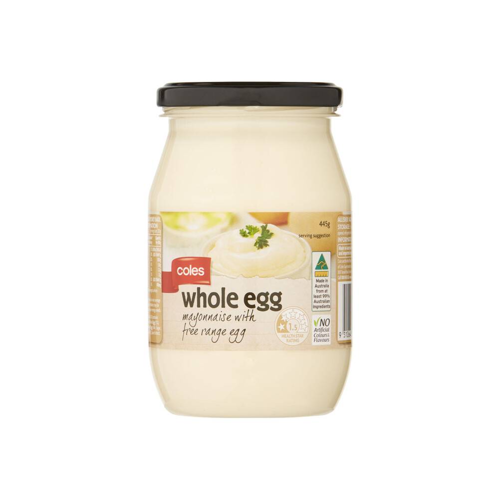 Coles Whole Egg Mayonnaise 445g
