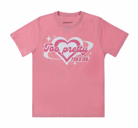 Too Pretty For A Job Graphic Tee Large Pink
