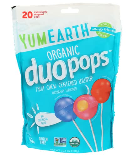 Yum Earth Organic Duopops Fruit Chew Centered Lollipop