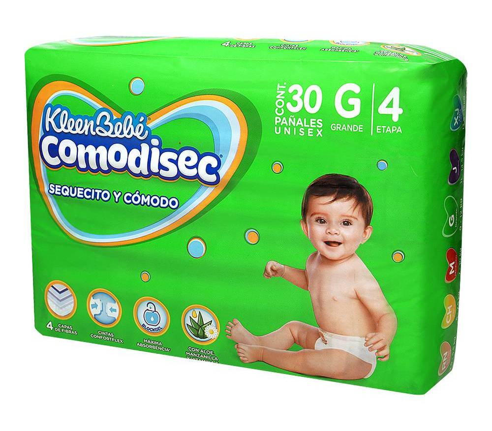 Kimberly Clark · Pañales desechables comodisec, G (30 un)