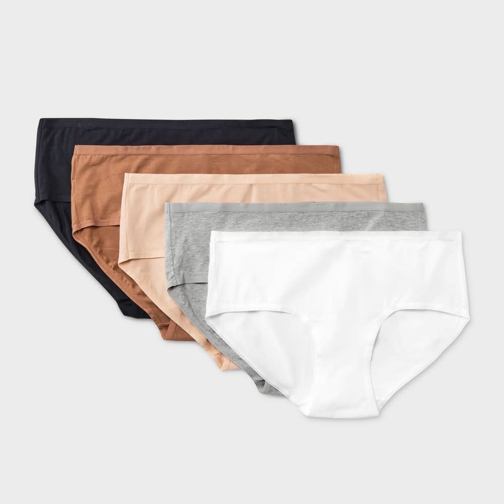 Women's 5pk Cotton Blend Hipster Underwear - Dealworthy™ Assorted Neutral 1X