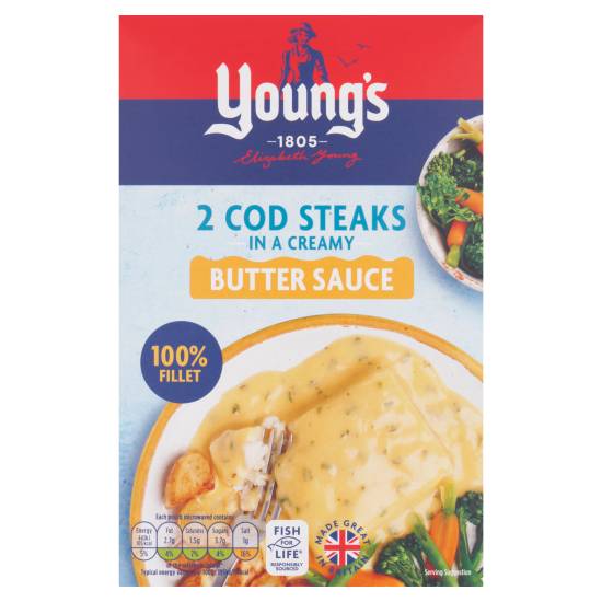 Young's 2 Cod Steaks in a Creamy Butter Sauce 280g