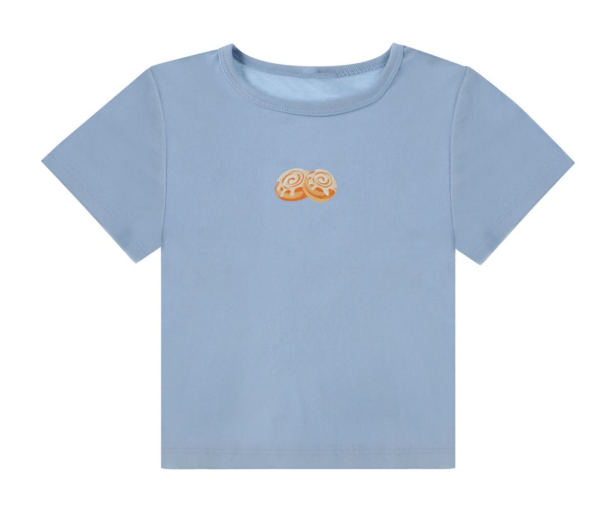 Juniors Cinnamon Buns Graphic Tee Large Blue