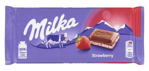 Milka Chocolate Bar, Strawberry (100 g)