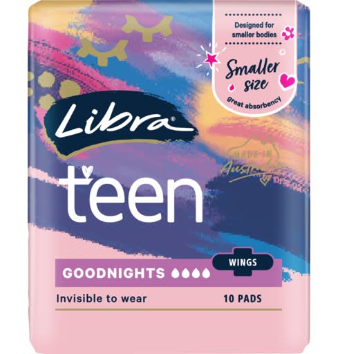 Libra Teen Pads Goodnights With Wings 10 Pack